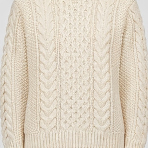 Cream chunky cable knit sweater, fabric detail